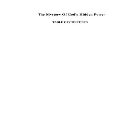 The Mysteryystery Of God's Hidden Power