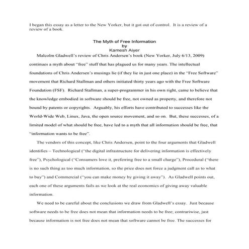 The Myth of Free Information