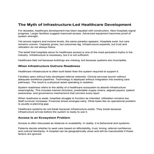 The Myth of Infrastructure-Led Healthcare Development – Jayesh Saini ...
