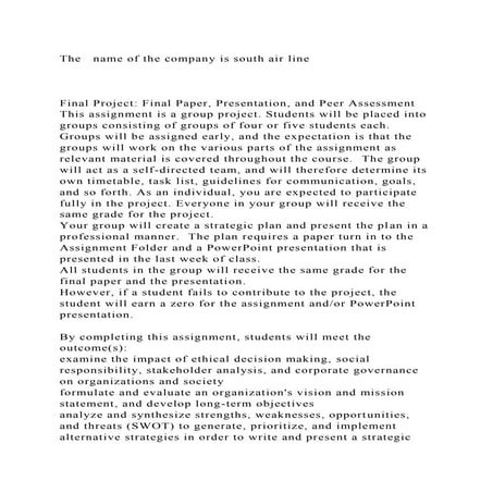 The   name of the company is south air lineFinal Project Fi.docx