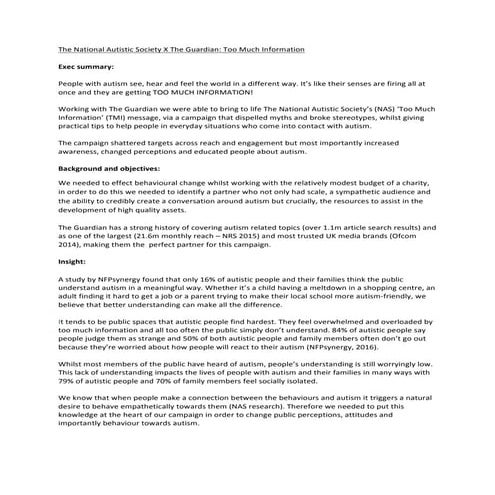 The National Autistic Society case study