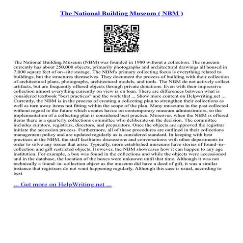 The National Building Museum ( NBM )