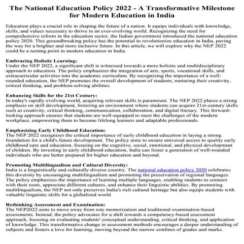 The National Education Policy 2022 - A Transformative Milestone for Modern Education in India.docx