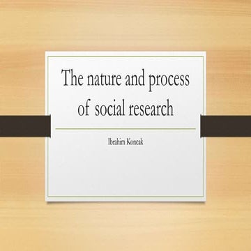 The nature and process of social research