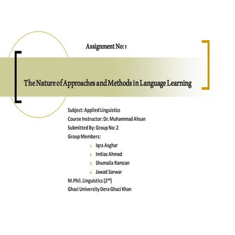 The Nature of Approaches and Methods in Language Learning
