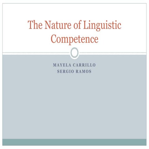The nature of linguistic competence