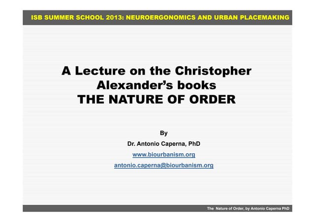 A Lecture on the Christopher Alexan...