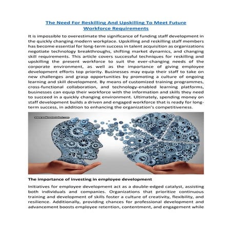 The Need For Reskilling And Upskilling To Meet Future Workforce ...