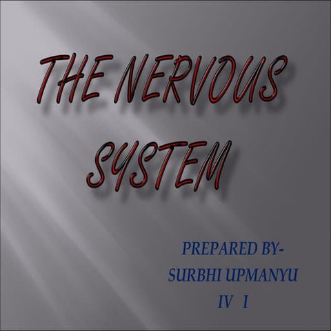 The nervous system surbhi upmanyu (iv i )