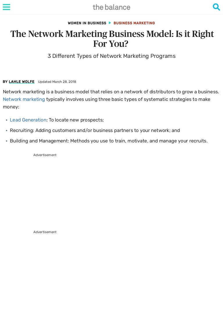The network marketing business model