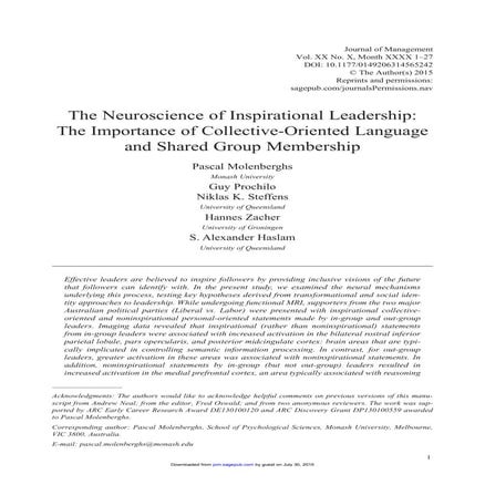 The neuroscience of inspirational leadership   the importance of collective-o...