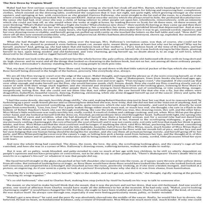 the new dress short story summary The new dress by Virginia Woolf