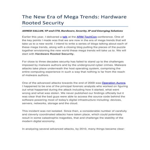 The new era of mega trends securtity