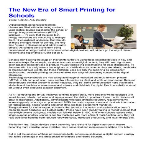 The new era of smart printing for schools
