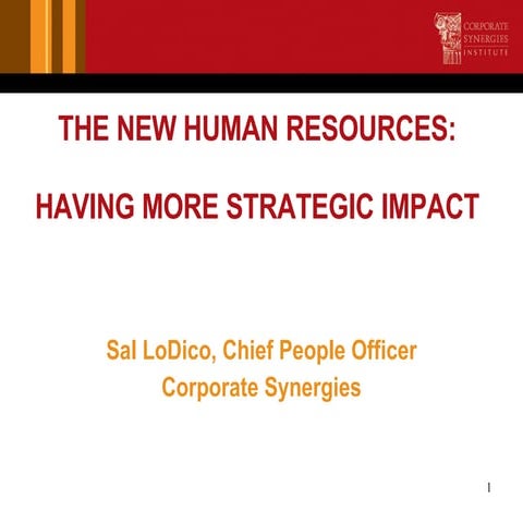 The New Hr &amp; Strategic Impact