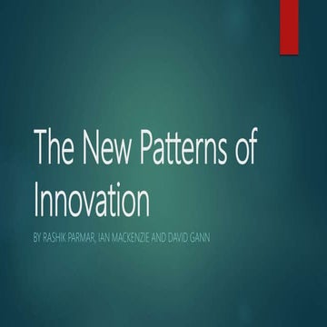 The new patterns of innovation