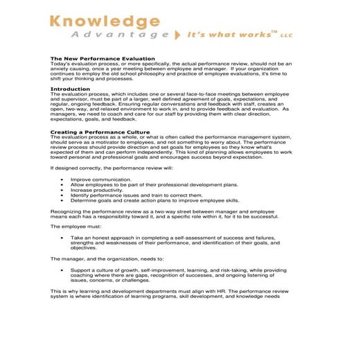 The new performance evaluation 2011