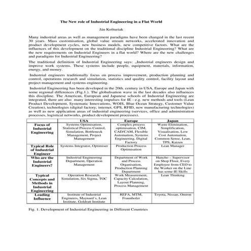 The new role of industrial engineering in a flat world