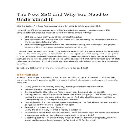 The new seo and why you need to understand it - Presentation Transcript