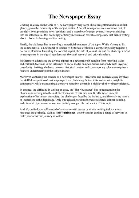 The Newspaper Essay Newspaper Essay Essay And Paragraph Pdf The Newspaper Essay Newspaper Essay Essay And Paragraph Pdf