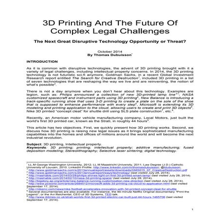3D Printing And The Future Of Complex Legal Challenges
