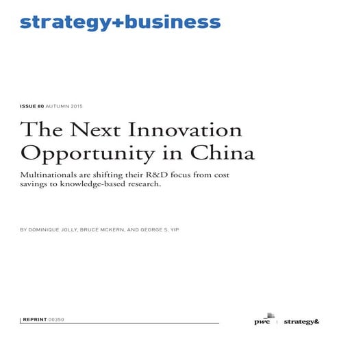 The Next Innovation Opportunity in China