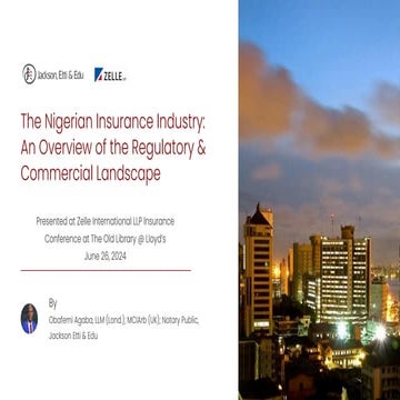The Nigerian Insurance Industry An Overview of the Regulatory & Commercial Landscape - Obafemi Agaba  .pdf
