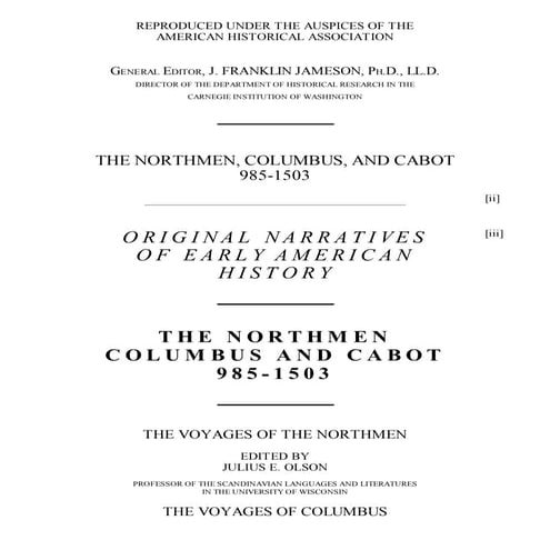 The Northmen, Columbus and Cabot, 985-1503, Free eBook