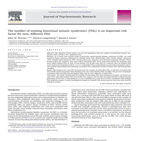 The number of existing functional somatic syndromes (fs ss) is an important r...