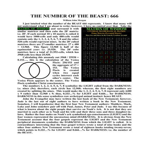 THE NUMBER OF THE BEAST: 666 and CARL G. JUNG’S COLLECTIVE UNCONSCIOUS