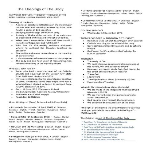 Introduction To Theology Of The Body | PPT