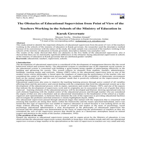 The obstacles of educational supervision from point of view of the ...