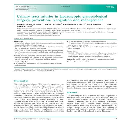 The Obstetric   Gynaecologis - 2014 - Minas - Urinary tract injuries in laparoscopic gynaecological surgery  prevention .pdf