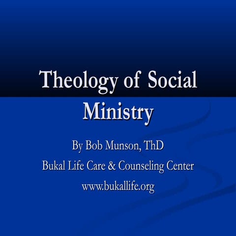 Christian Social Ministry I: Theology