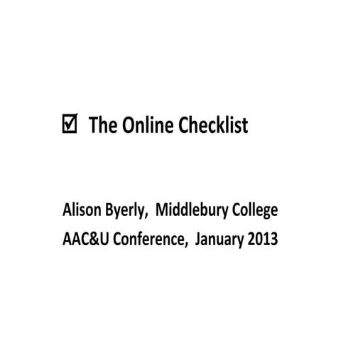 Online Checklist -AACU13