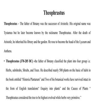 Theophrastus and carl linn.