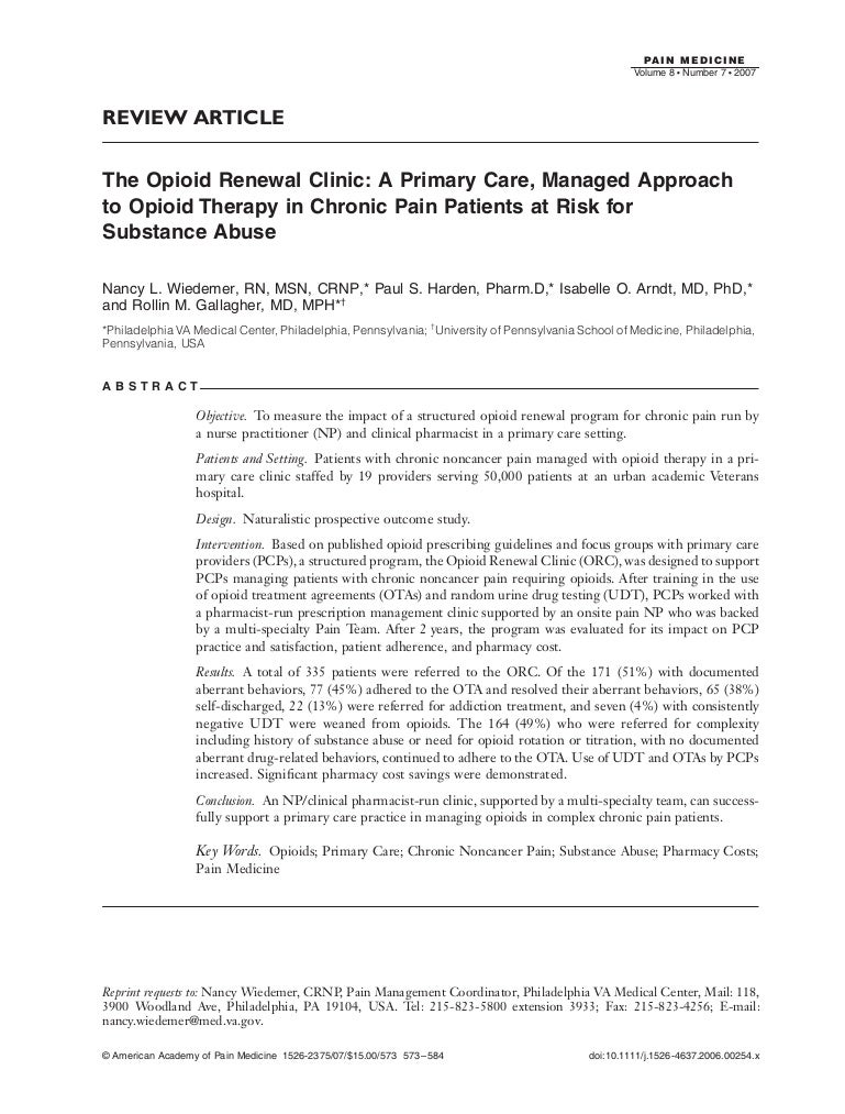 the opioid renewal clinic a primary care managed approach va form 4637