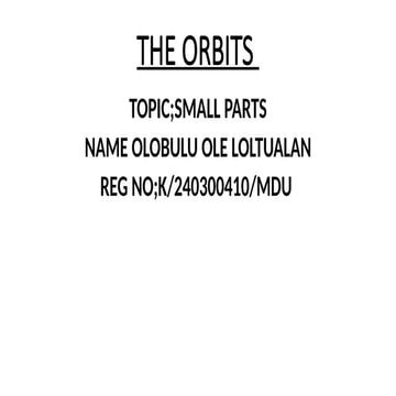 The orbits - presentation for master stundents