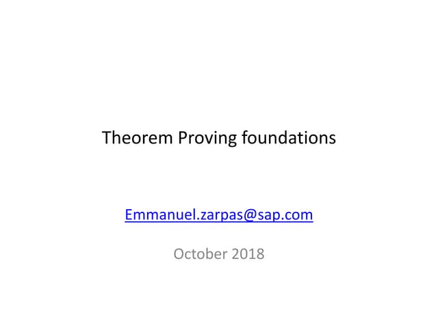 Theorem proving 2018 2019