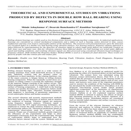 Theoretical and experimental studies on vibrations produced by defects in dou...