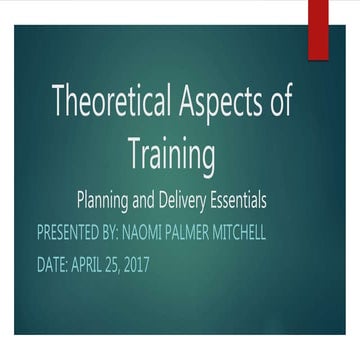 Theoretical Aspects of Training