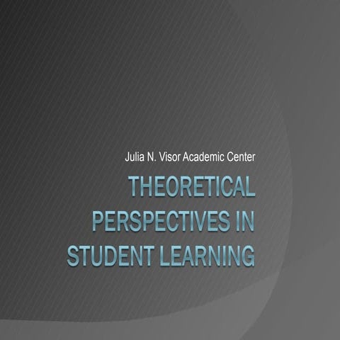 Theoretical Perspectives In Student Learning Final