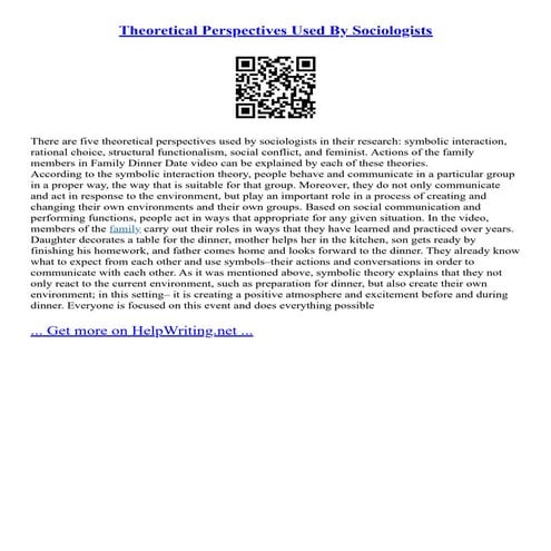 Theoretical Perspectives Used By Sociologists