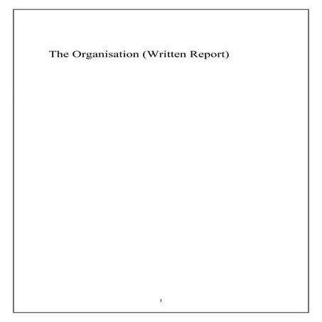 The Organisation Written Report