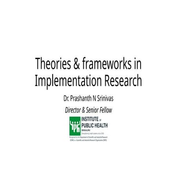 Theories & frameworks in Implementation Research