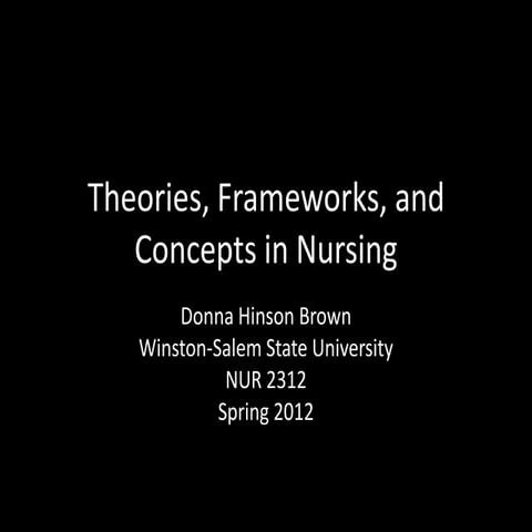 Theories, frameworks, and concepts in nursing