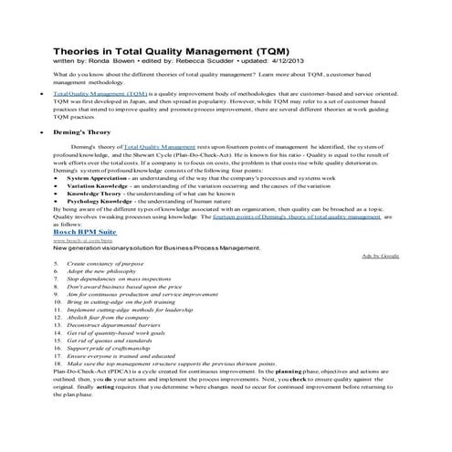 Theories in total quality management