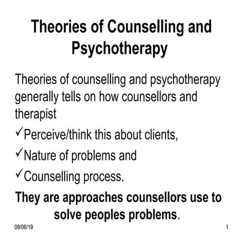 Theories of counselling and psychotherapy