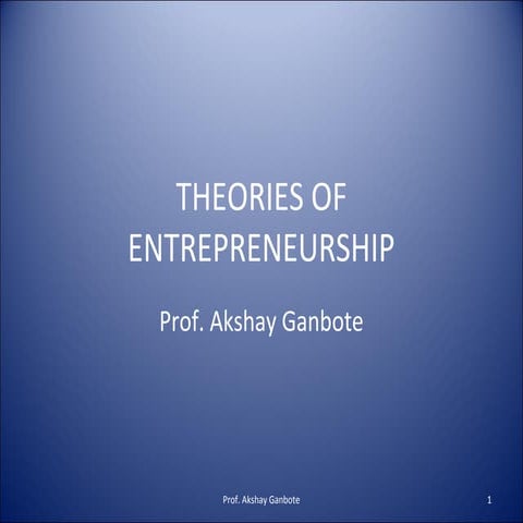 Theories of entrepreneurship