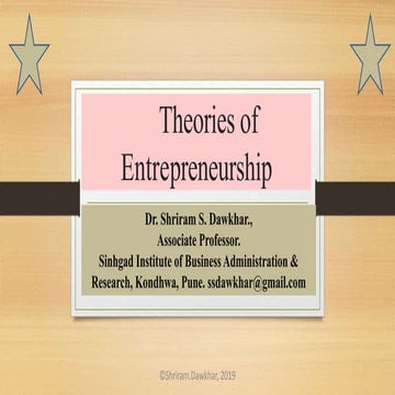 Theories of entrepreneurship_shriram.dawkhar